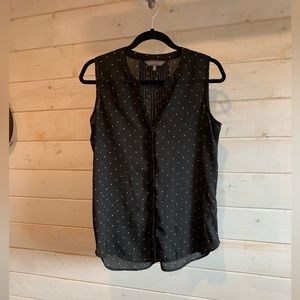 Denver Hayes | Black Sleeveless Polka Dot Blouse